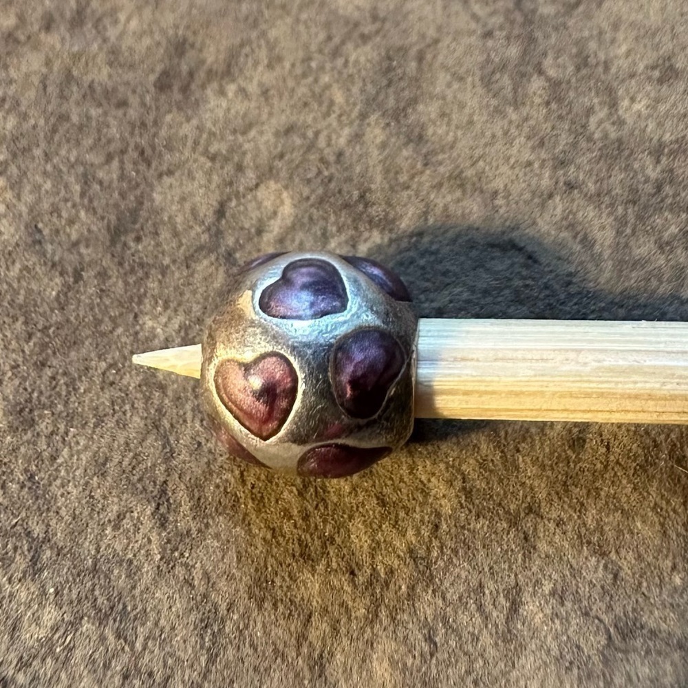 Pandora Silver & Purple Enamel Heart Bead 925 ALE for Pandora Moments Bracelet